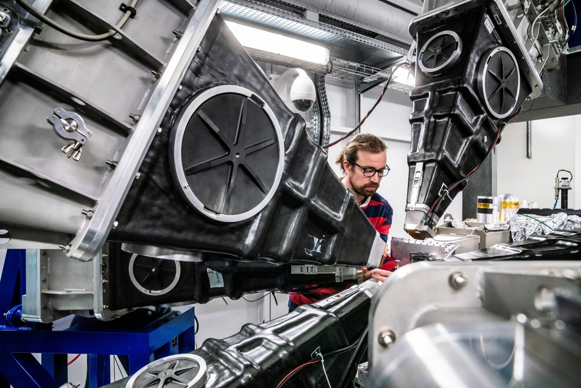 A researcher works at one of the European Synchrotron beamlines.