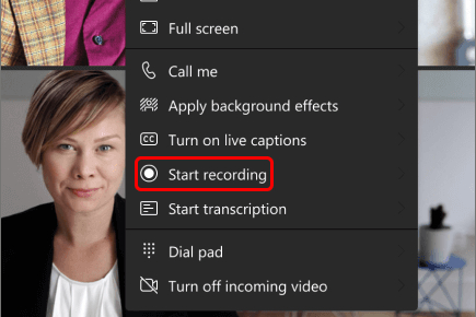 Start Recording in Teams.