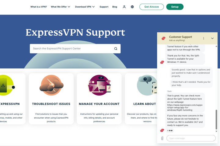 ExpressVPN Live Chat Support