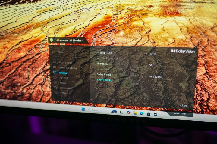 OSD Menu on the Alienware AW2725QF