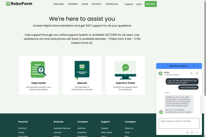 RoboForm Live Chat