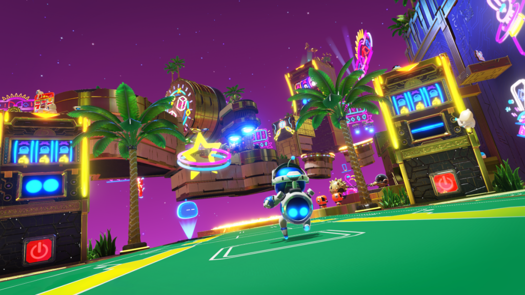 alt: Astro Bot navigating a casino-themed level