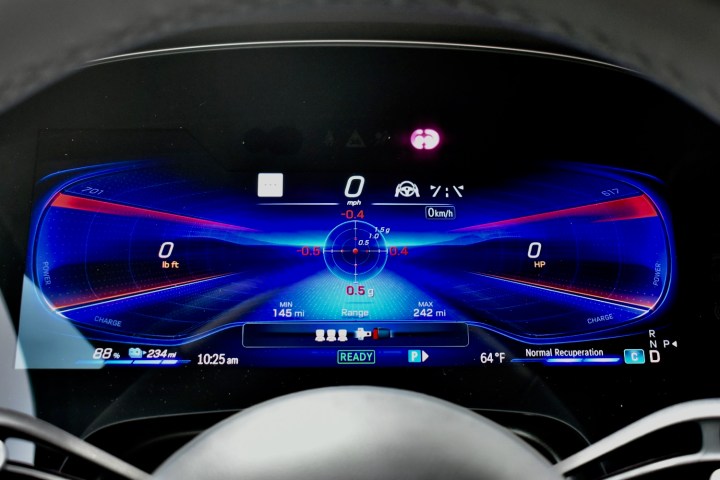 Digital instrument cluster in the 2024 Mercedes-AMG EQE SUV.