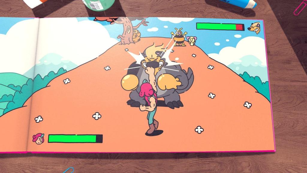 alt text: A screenshot from The Plucky Squire showing Jot from a side perspective navigating a 3D environment.