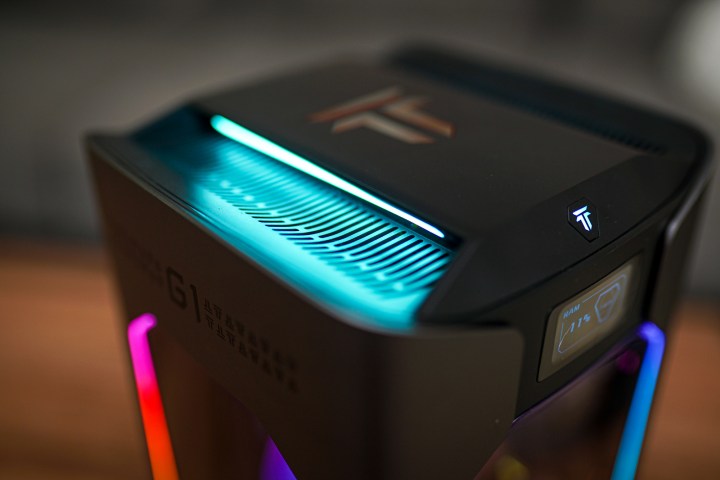 Lights on the top of the Tecno Megamini G1 PC.