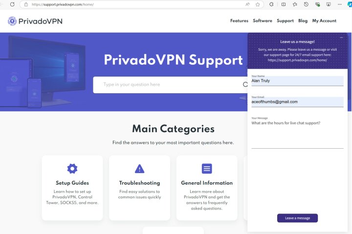 PrivadoVPN Support