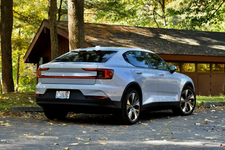 Rear three quarter view of the 2024 Polestar 2.