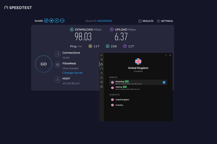 Hotspot Shield's streaming and gaming server performance.