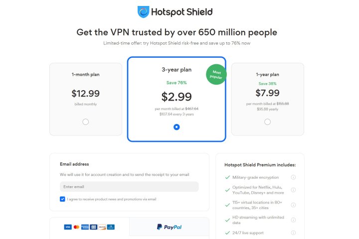 Discovering Hotspot Shield's three-year plan.