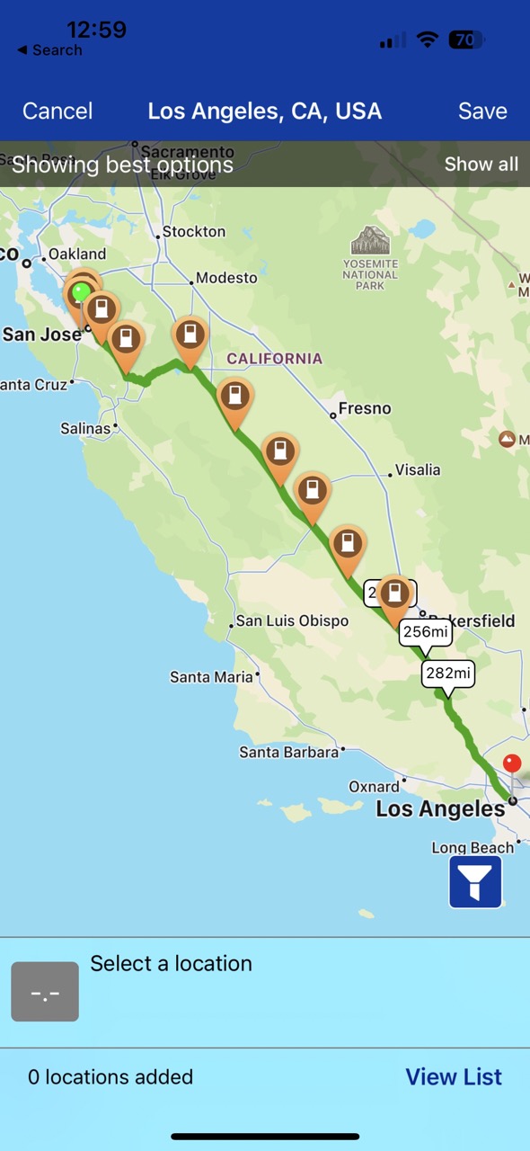 alt: PlugShare allows users to plan routes incorporating charging station stops.