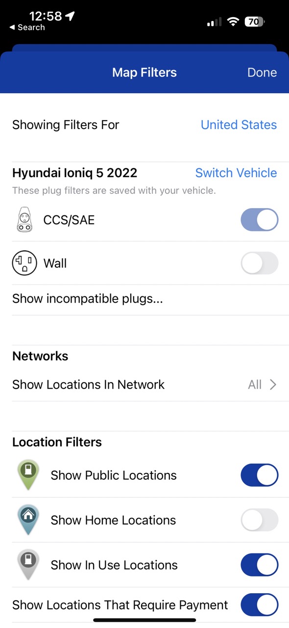 alt: PlugShare offers filtering options to refine charging station searches.