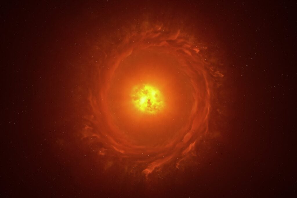 An artist's rendering of a red supergiant star.