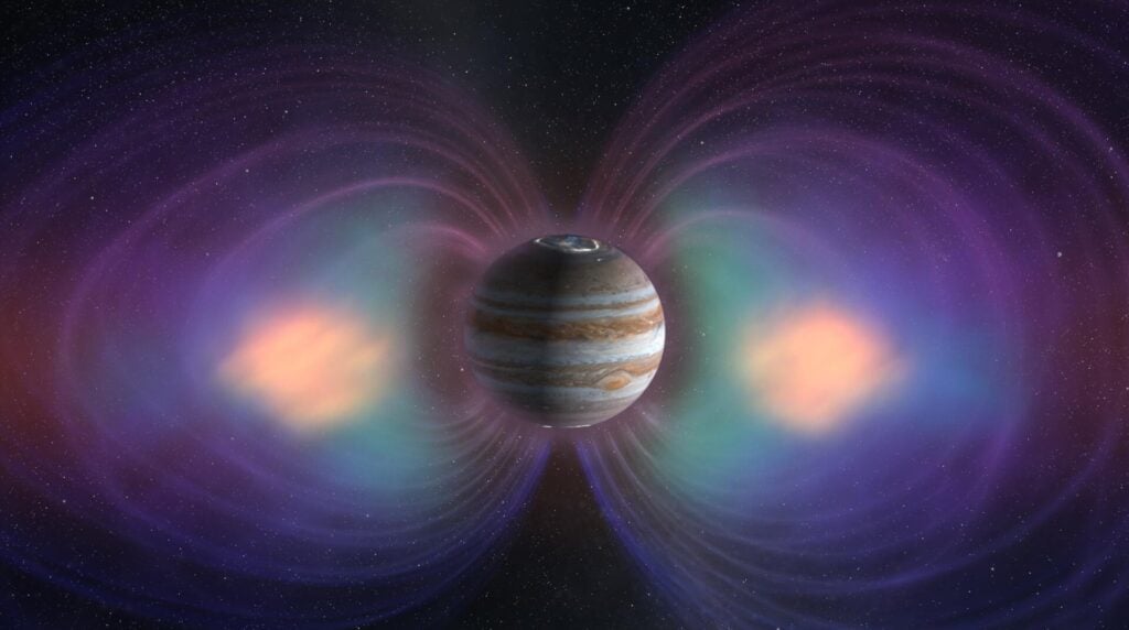 An illustration of Jupiter's magnetosphere.