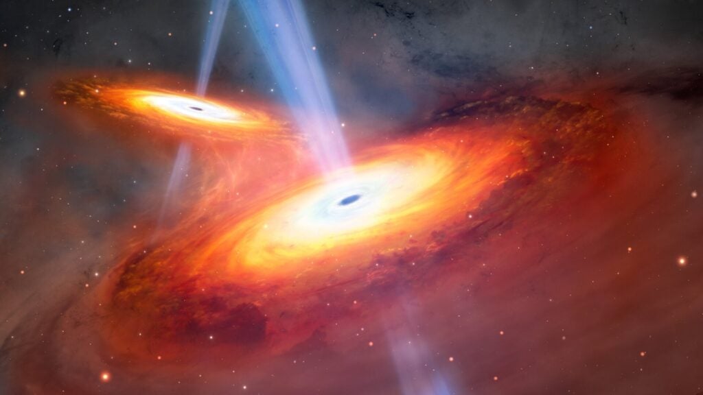 An artist's impression of merging quasars.