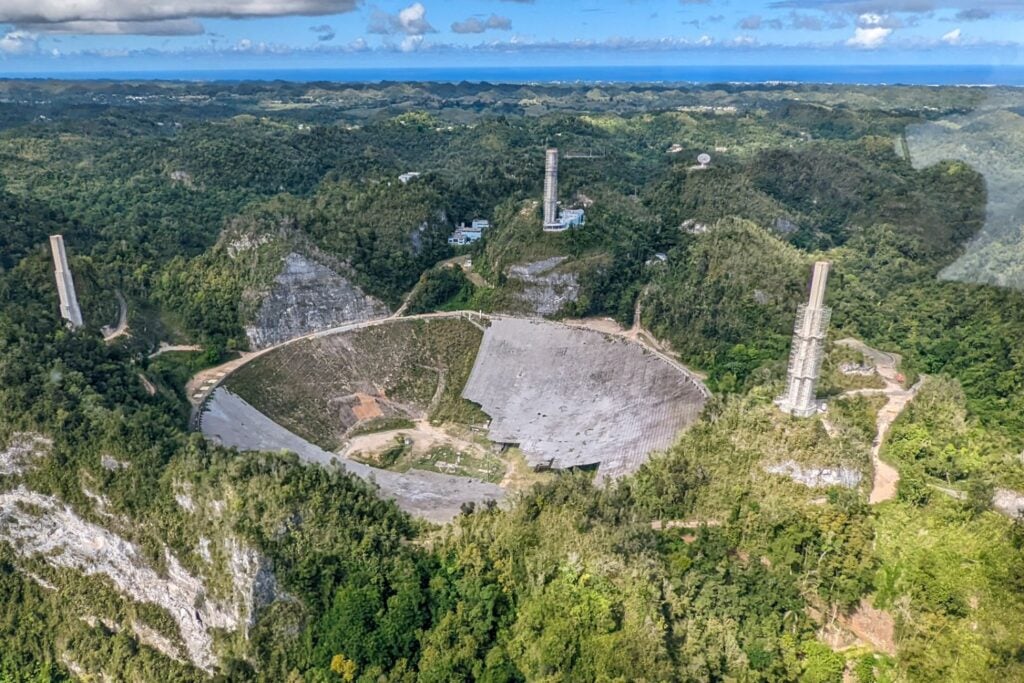 The collapsed Arecibo Telescope.