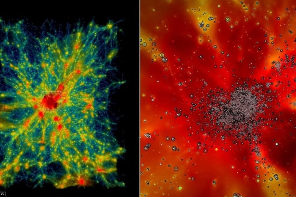 Supercomputer simulations of the universe.