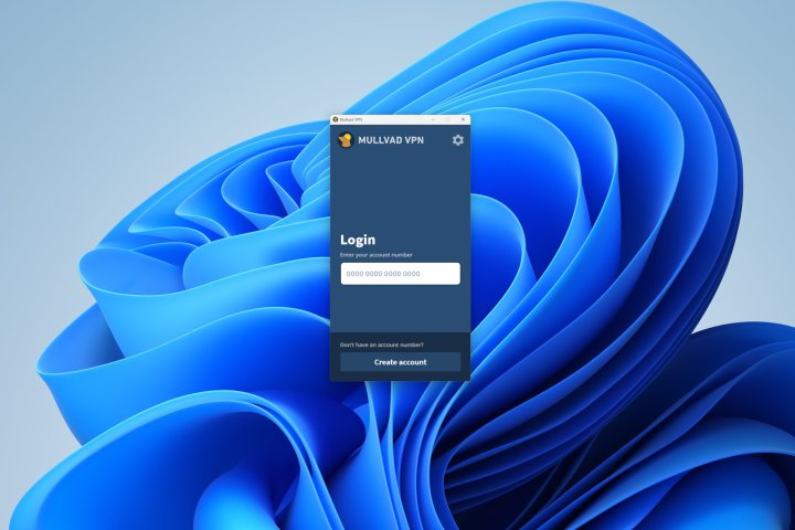 alt text: Mullvad VPN requires only an account number for login, enhancing user anonymity.