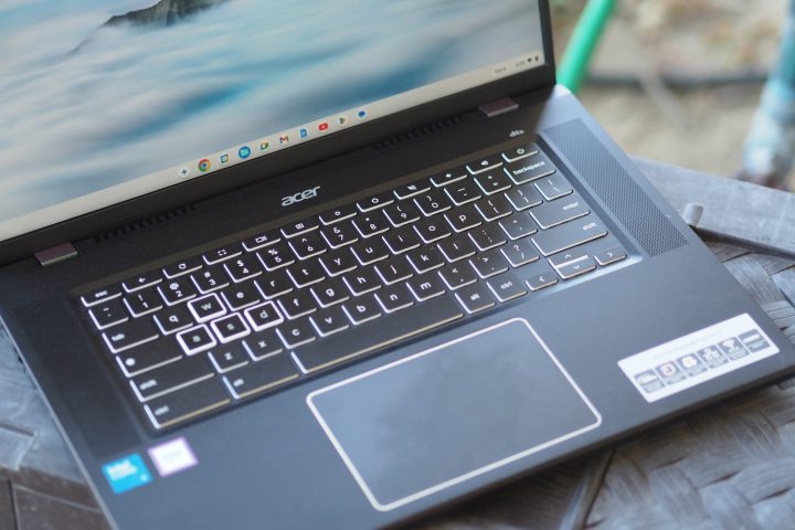 Acer Chromebook Plus 516 GE top down view showing keyboard and touchpad.