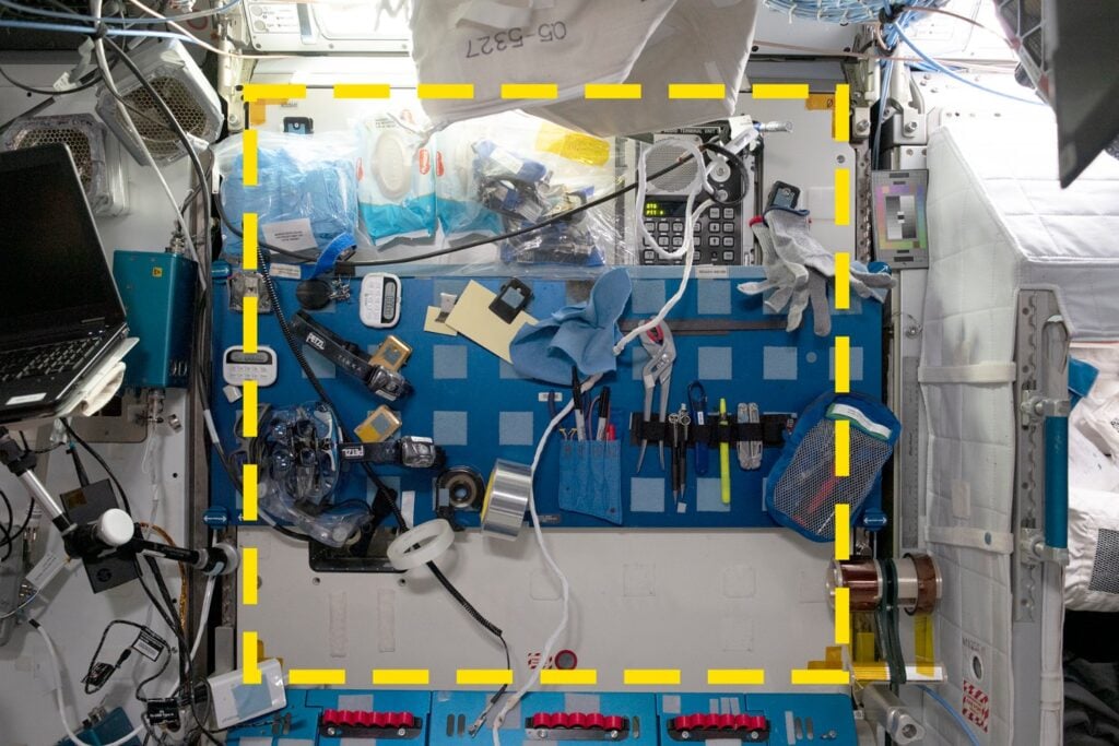 A sample location for archaeological research aboard the International Space Station.