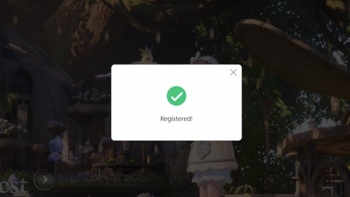 alt: Screenshot of the Infinity Nikki pre-registration confirmation message with a green checkmark.