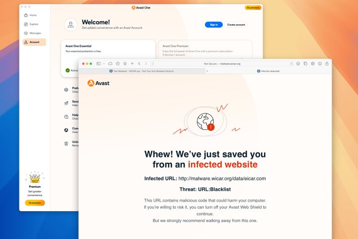 Avast One Essential every test in Wicar