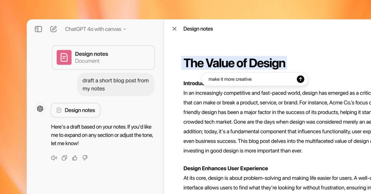 OpenAI Launches Canvas: A Collaborative Interface for ChatGPT