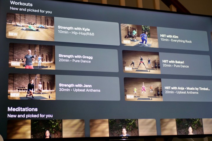 Workouts in Apple Fitness Plus.