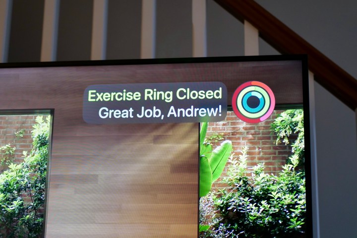 An exercise ring closing in Apple Fitness Plus.