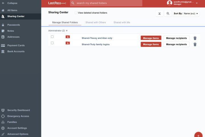 LastPass Family accounts offer shared folders for organized and synchronized login management.