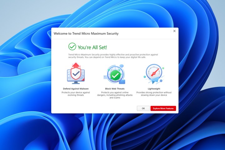 Trend Micro antivirus installation is quick and friendly.