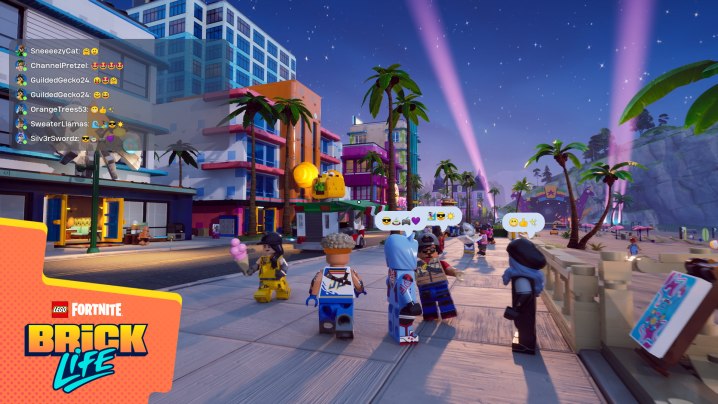 A screenshot of players gathering in Lego Fortnite Brick Life.