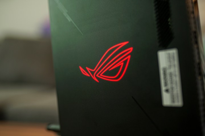 The ROG logo on the Asus ROG NUC 970.