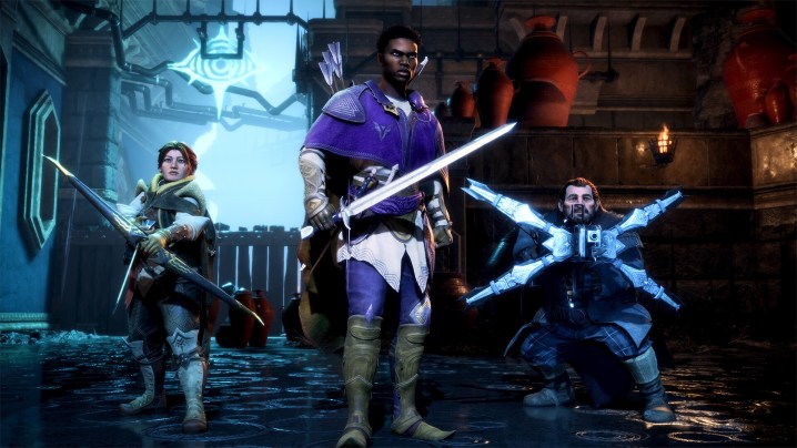 A party of three in Dragon Age: The Veilguard.