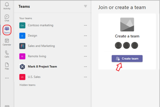 Create Team in Microsoft Teams.