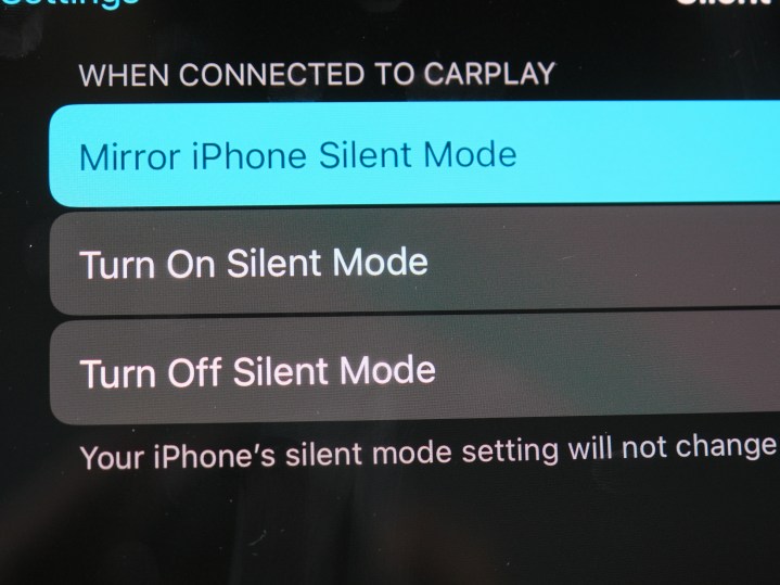 Silent Mode settings in CarPlay on iOS 18