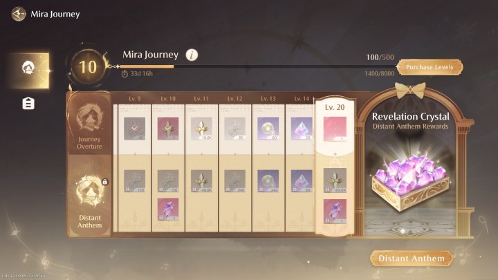 Mira Journey menu in Infinity Nikki.