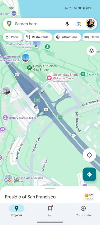 Alt text: Screenshot of the new Google Maps interface featuring teal accents and black text labels.