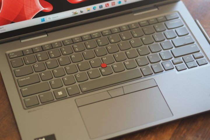 alt text: Top-down view of the Lenovo ThinkPad X1 2-in-1 keyboard.