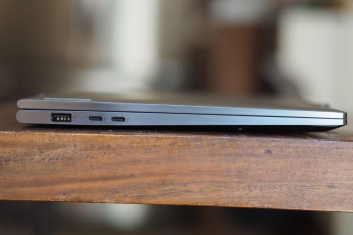 alt text: Left side view of the Lenovo ThinkPad X1 2-in-1 displaying available ports.