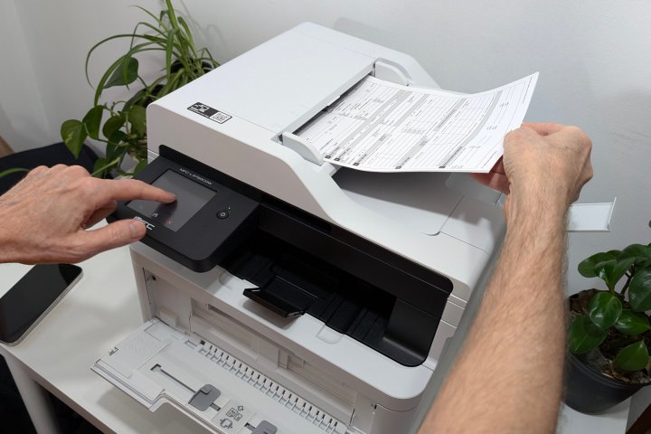 The MFC-L3720CDW's ADF makes printing copies quick, but it lacks duplex scanning.