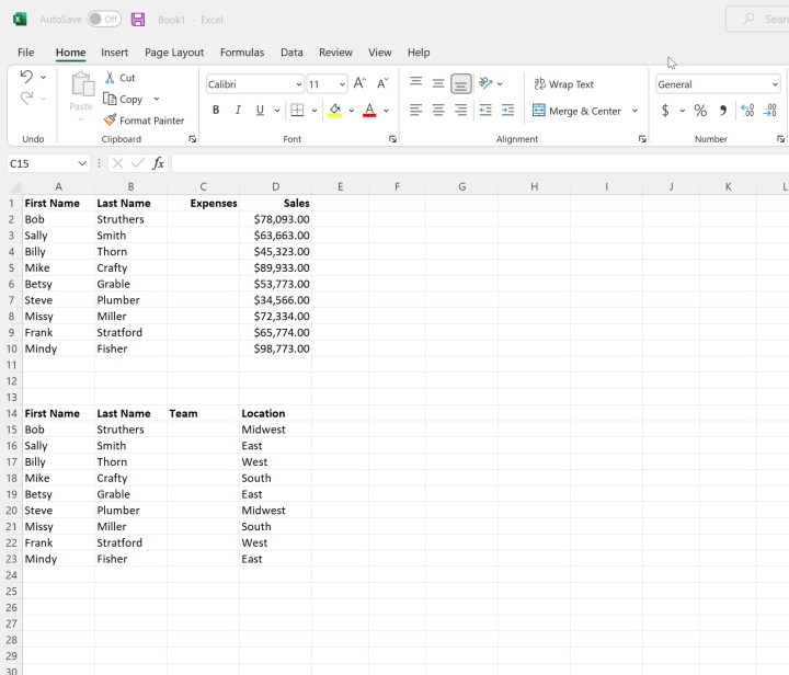 alt text: Partial column inserted in Microsoft Excel.