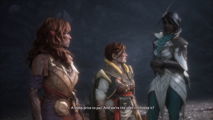 Talking to Neve about leaving the mayor in Dragon Age The Veilguard.