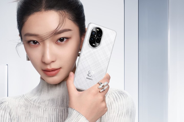 A promotional image showing a person holding the Huawei Nova 13.