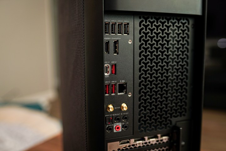 The back ports on the Corsair One i500.