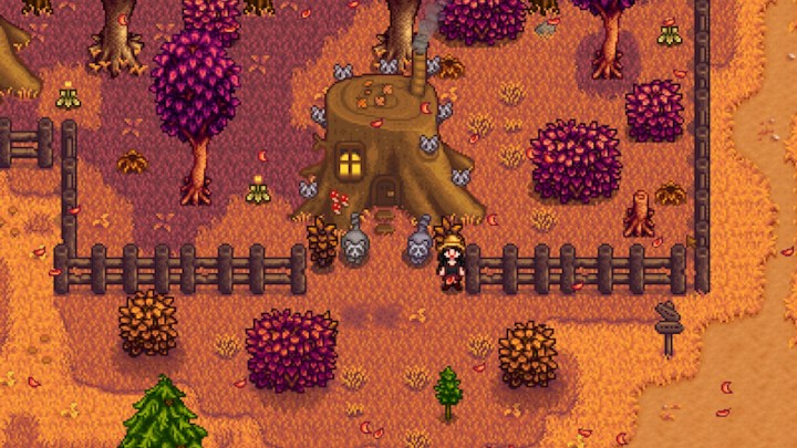 Raccoon family in Giant Stump in Stardew Valley.