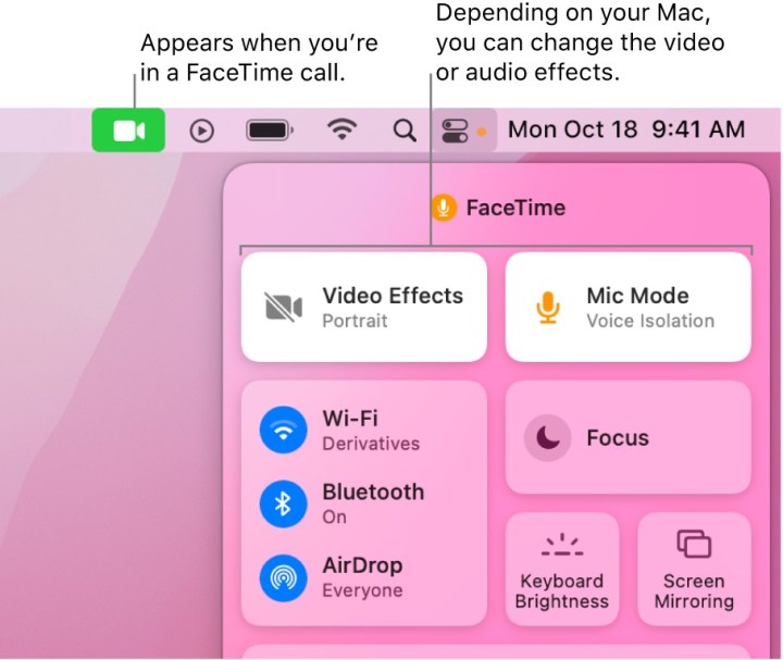 alt text: MacOS settings screen displaying voice isolation options for microphone input.