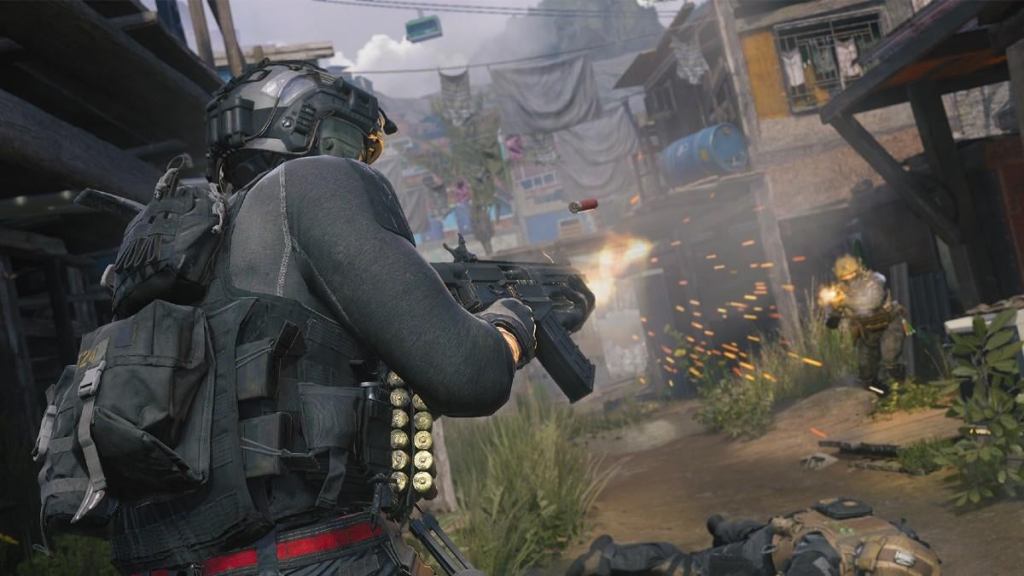 alt: Players engaging in a firefight on the Favela map in Call of Duty: Modern Warfare 3.