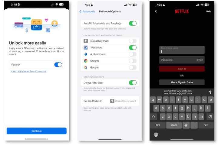 alt="The 1Password mobile app integrates seamlessly with biometric authentication."