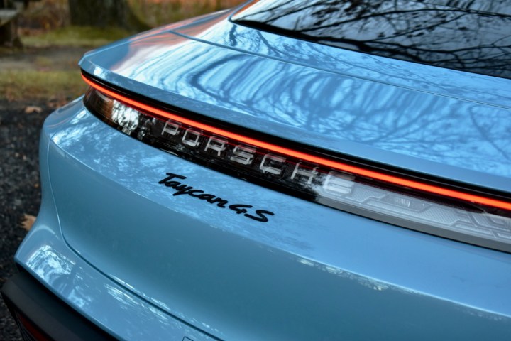 2025 Porsche Taycan 4S deck lid close-up.