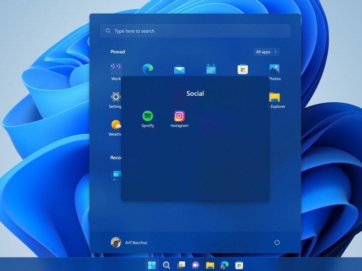 The updated Start Menu in the Windows 11 2022 Update.